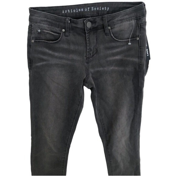 Articles of Society Women’s Skinny Jeans Size 24 Gray Black  Raw Hem - Picture 7 of 10